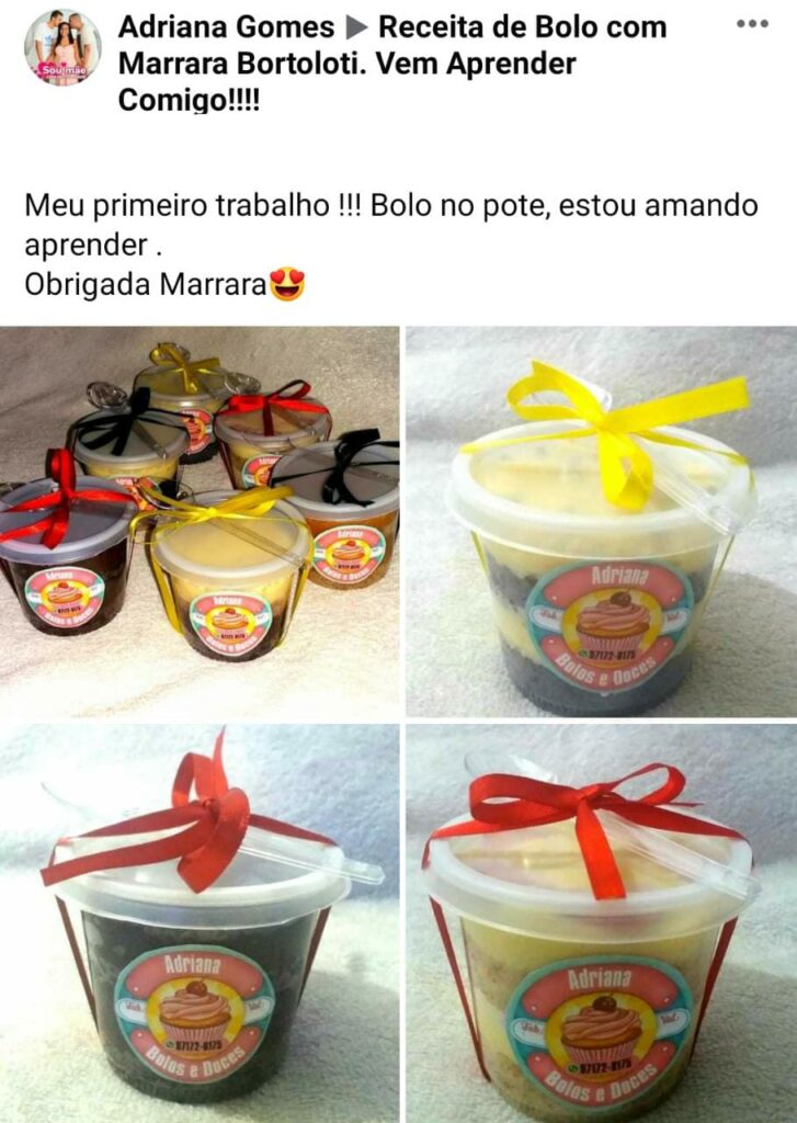 depoimento de aluna do curso de bolo no pote