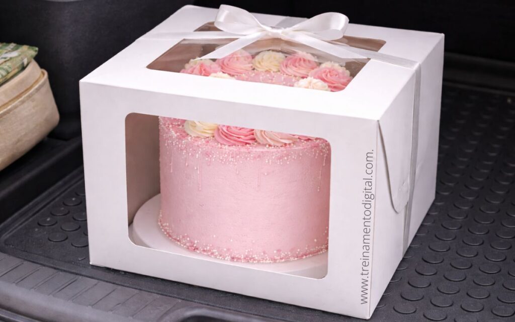 transporte correto de um bolo decorado